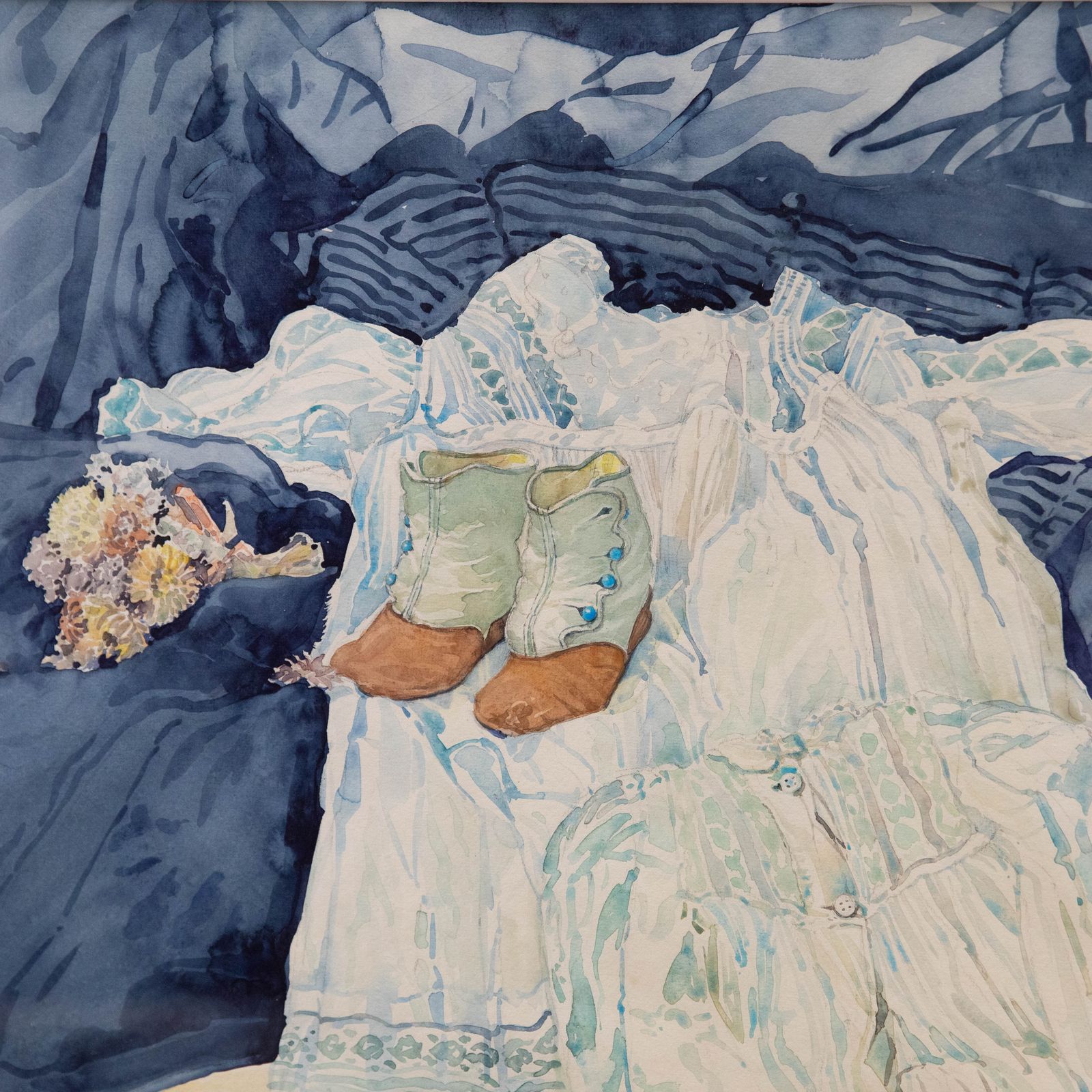 Nancy Petley Jones (B.1953) Framed 20th Century Watercolour, The First Shoes photo Art