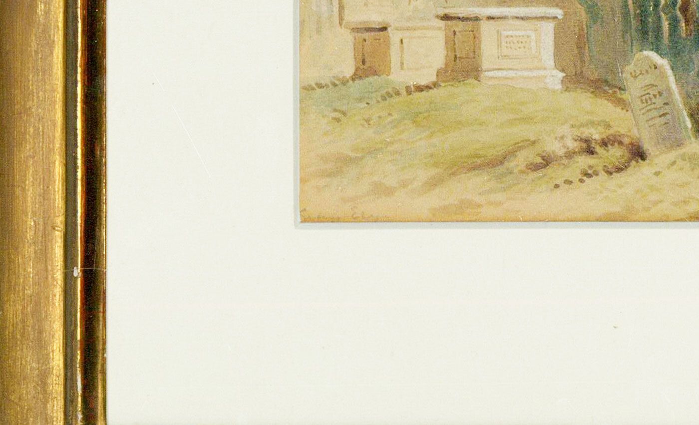 George Ely Framed 19th Century Watercolour, Church Of St Giles, Stoke Poges photo Art