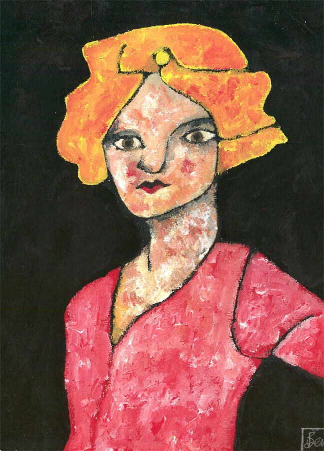 Ben Carrivick Contemporary Oil, Lady In Red