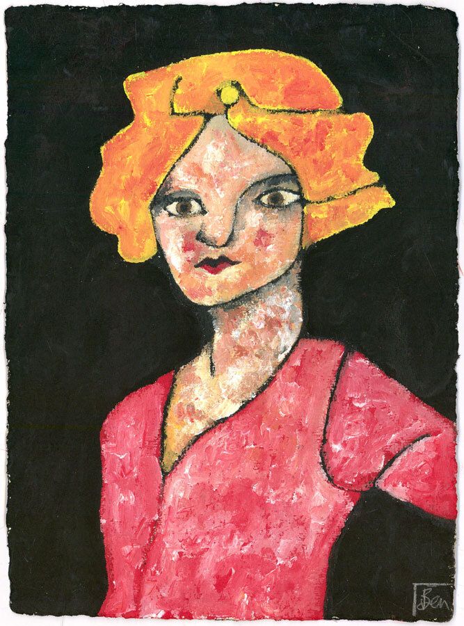 Ben Carrivick Contemporary Oil, Lady In Red photo furniture