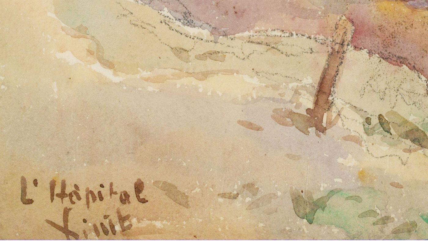 Late 19th Century Watercolour Church Beside The River photo for sale