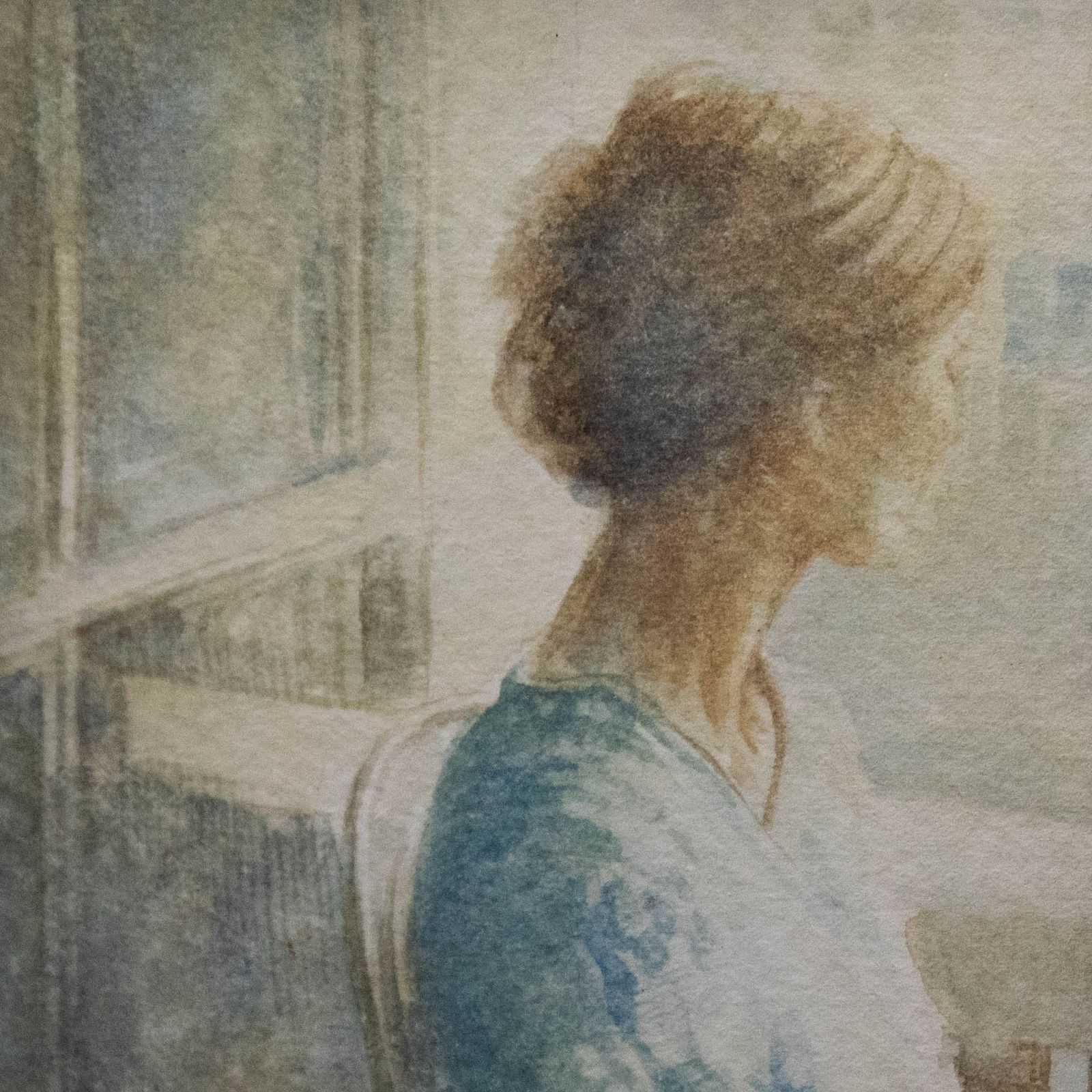 John Fellows Framed Early 20th Century Watercolour, Lady On The Balcony photo Art