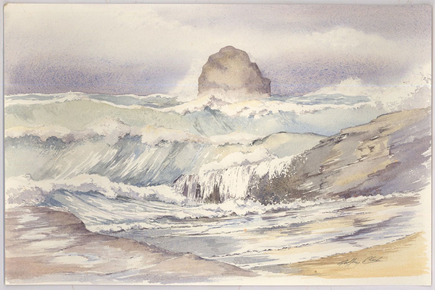 Geoffrey Plant (1939 2000) 20th Century Watercolour, Rough Seas photo furniture