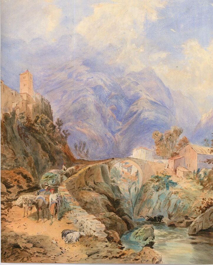 Circle Of Thomas Rowbotham (1823 1875) 19th Century Watercolour, Italian Town photo furniture