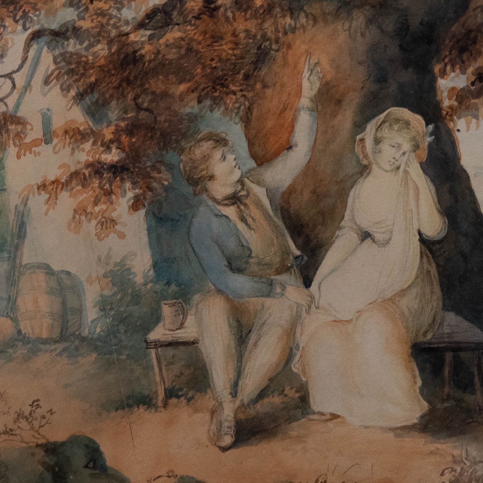 Follower Of Francis Wheatley Early 19th Century Watercolour, Lover's Dispute photo Art