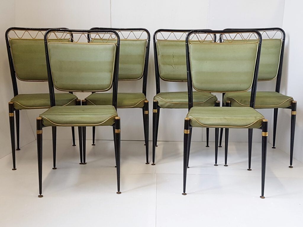 Vintage 1950 Dlg Jean Royere 50s Rockabilly 1950s 50s Suite Of 6 Chairs