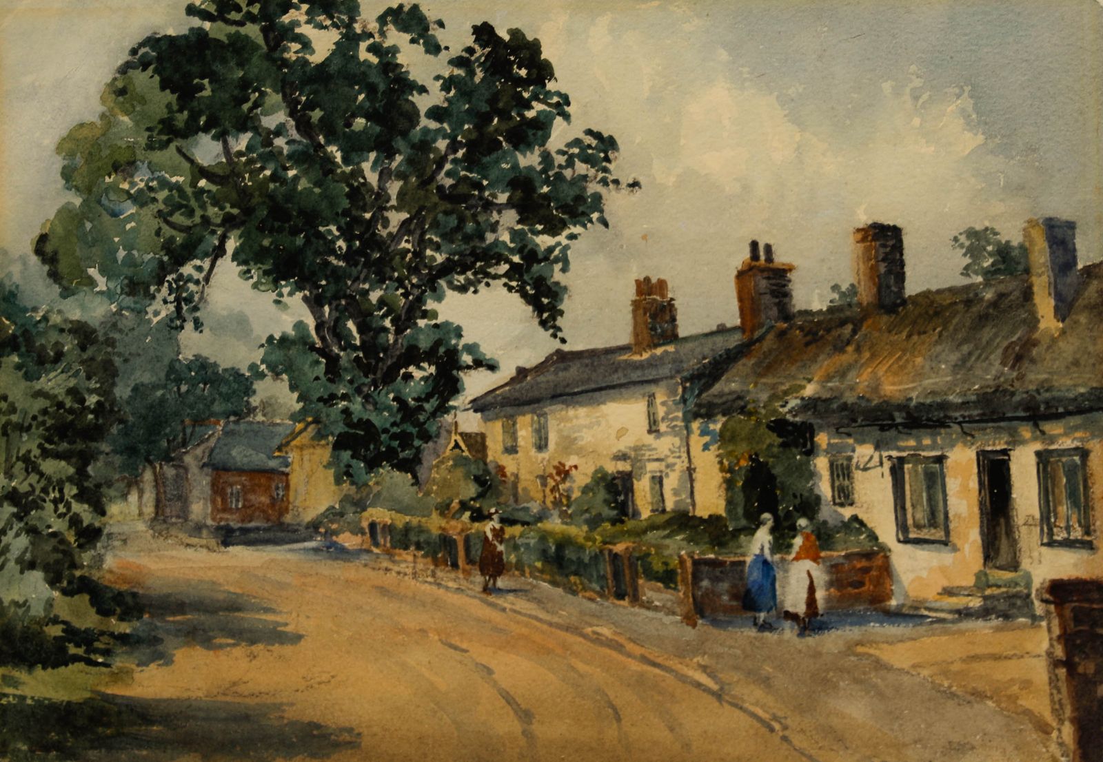 Late 19th Century Watercolour A Quaint Little Village