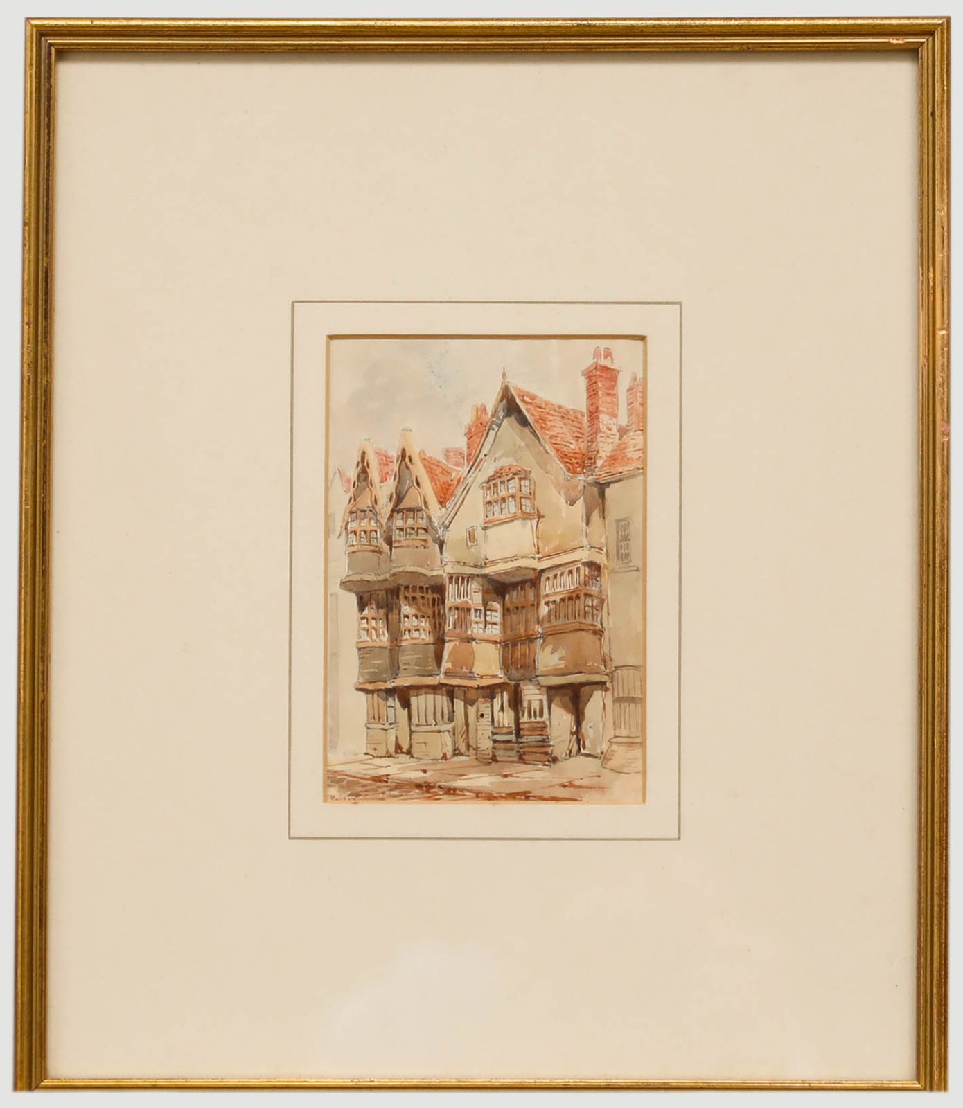 Ernest Parkman (1856 1921) Framed Watercolour, Old Houses Lewins Mead