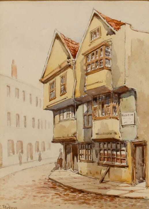 Ernest Parkman (1856 1921) Framed Watercolour, Lewins Mead Lane photo furniture