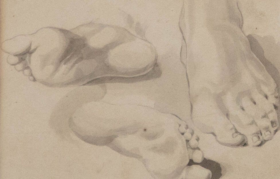 Framed 19th Century Watercolour Anatomical Study Of Feet photo furniture