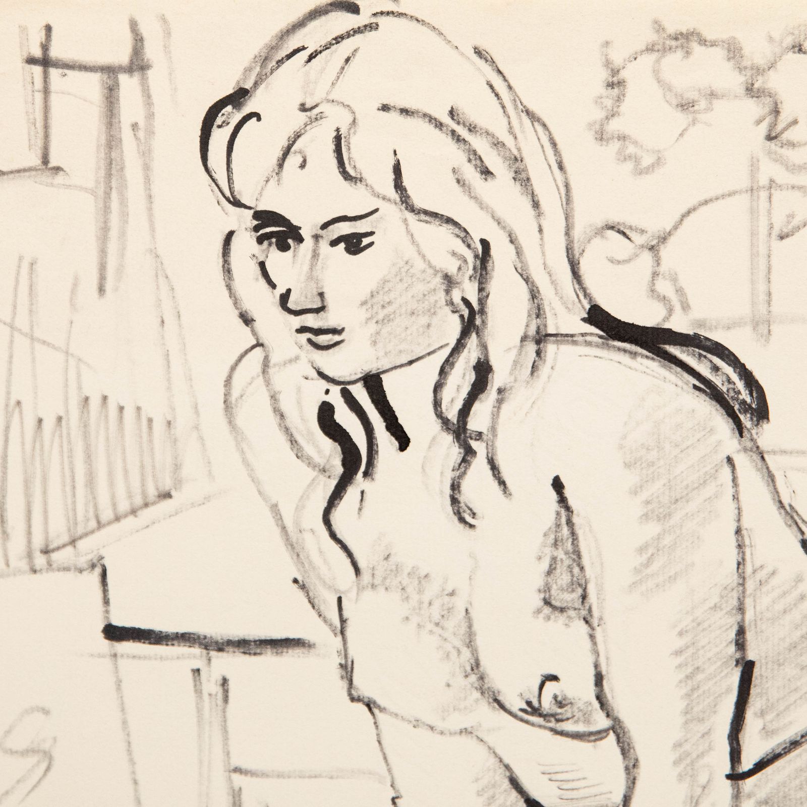 Georges Pacouil (1903 1996) Pen And Ink Drawing, Nude And Flowers photo for sale