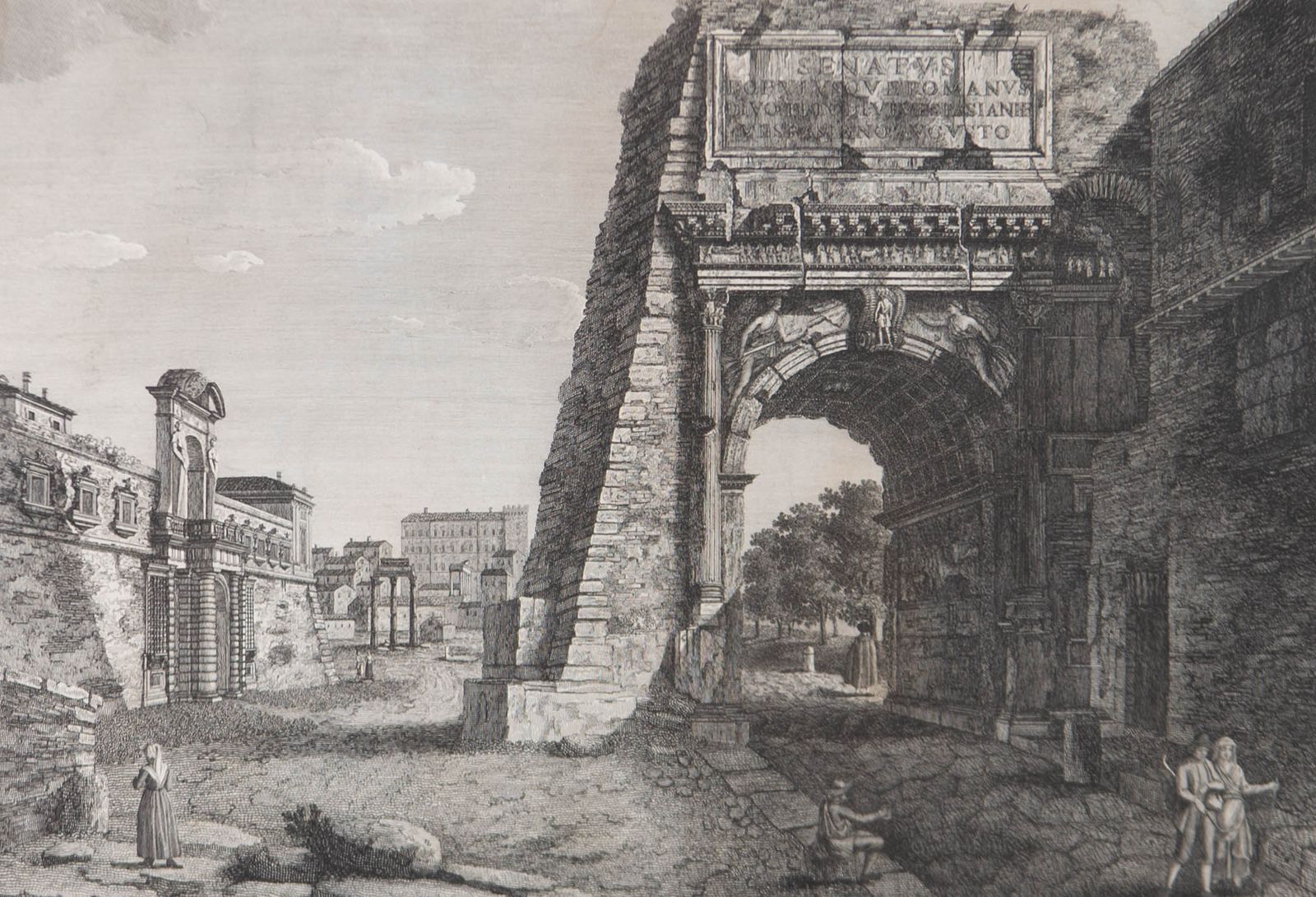 Francois Morel (1768 1840) 19th Century Engraving, Veduta Dell'arco Di Tito photo furniture