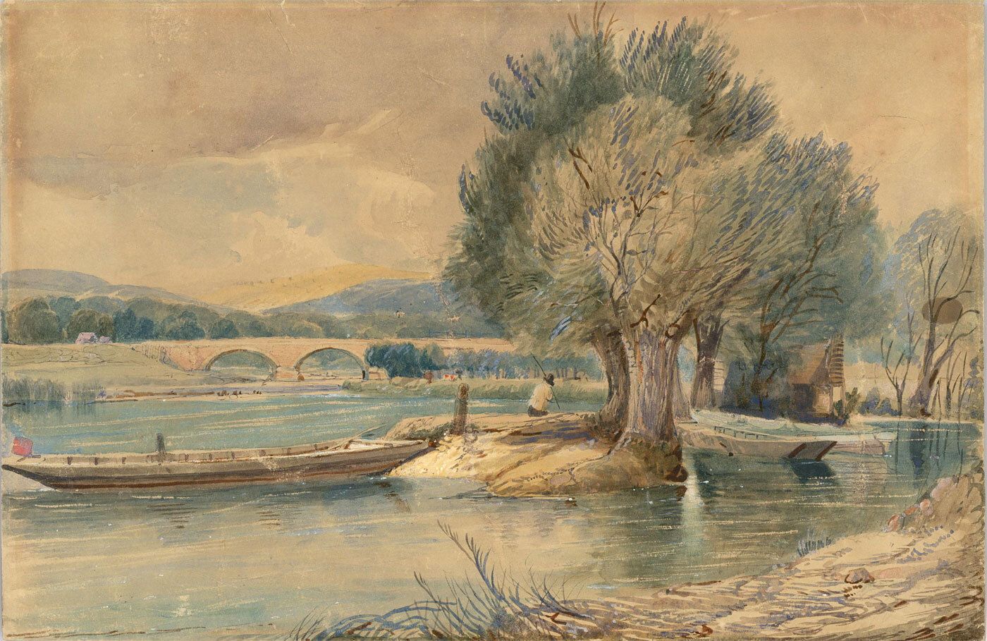 Arthur B. Rigby (Fl.1902 1926) Watercolour, Tal Y Bont Bridge photo for sale