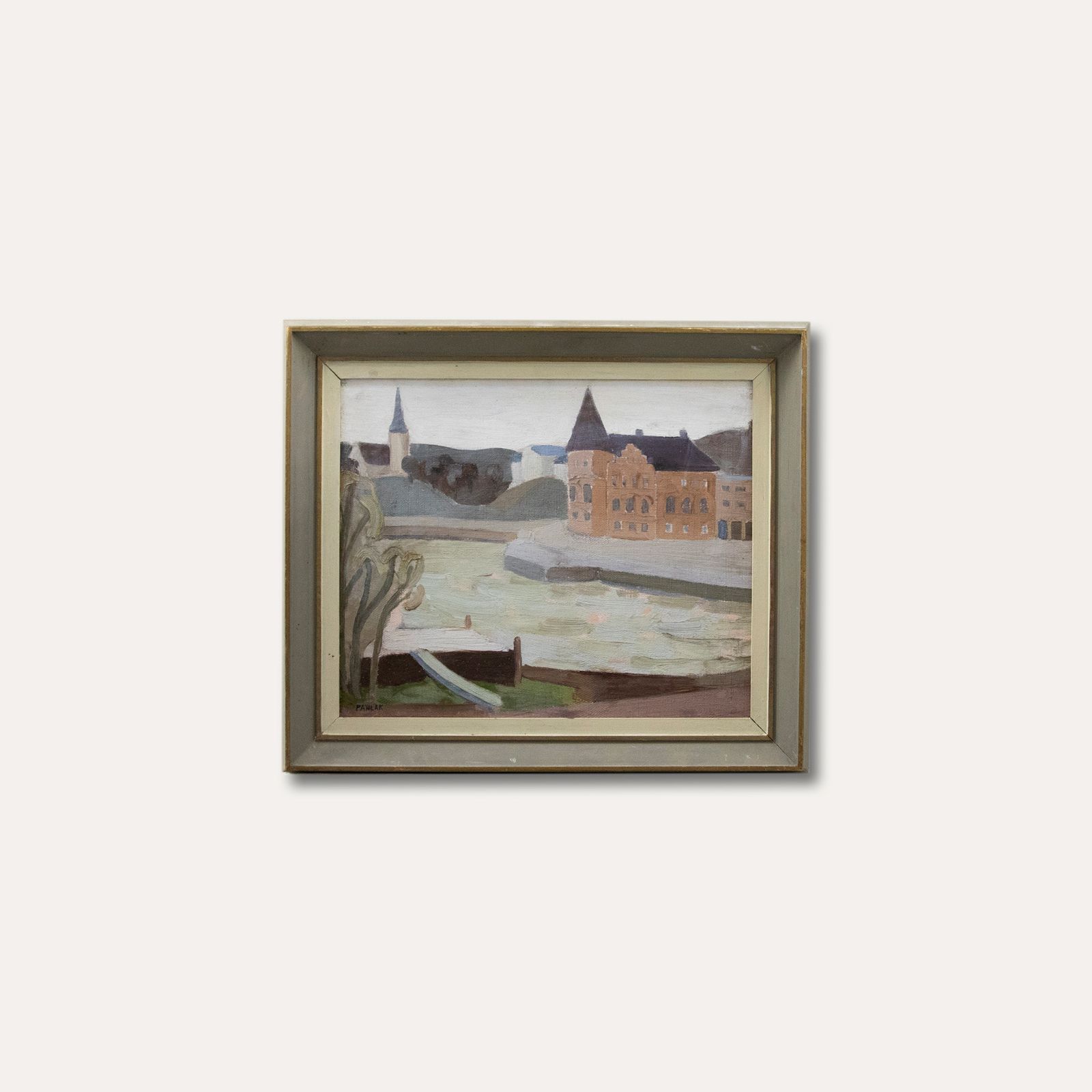 Gote Pawlack  Mid 20th Century Oil, Church On The River photo vinterior