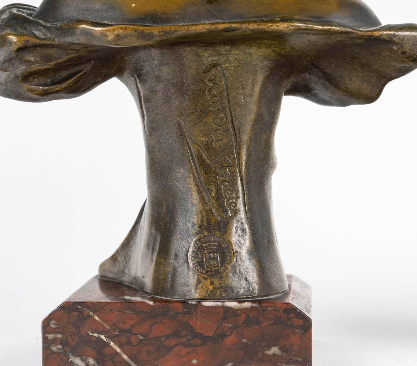 Pair Of Art Nouveau Bronze Sculptures By Van Der Straeten, Circa 1900. photo vinterior