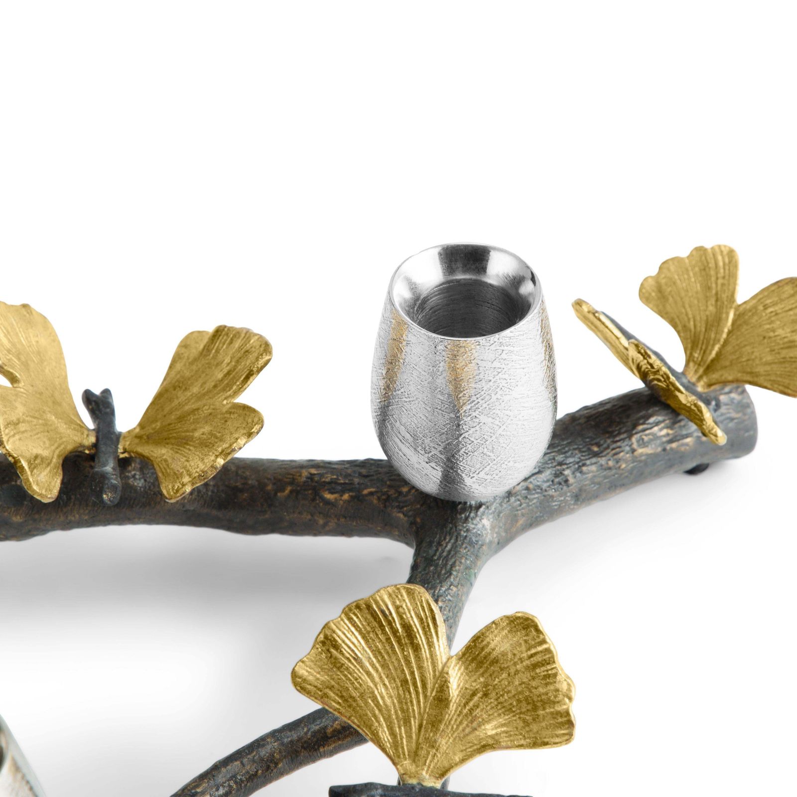 Butterfly Ginkgo Candlesticks, Long Model Made From Oxidised Nickel Plated Brass photo 912.0