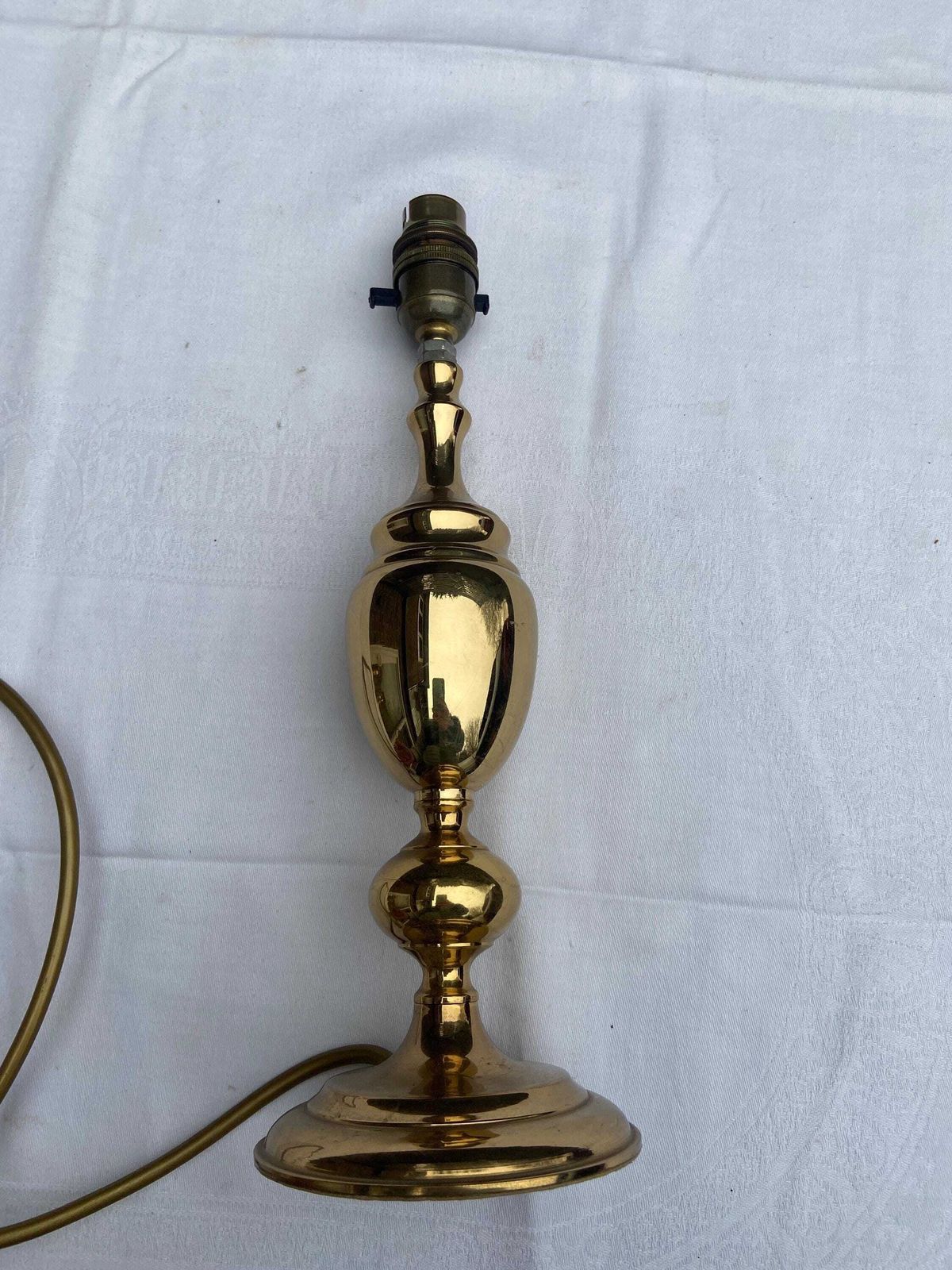 Vintage Bhs Quality Shiny Brass Table Lamp, Moulded And Turned Body   32cm Tall photo furniture