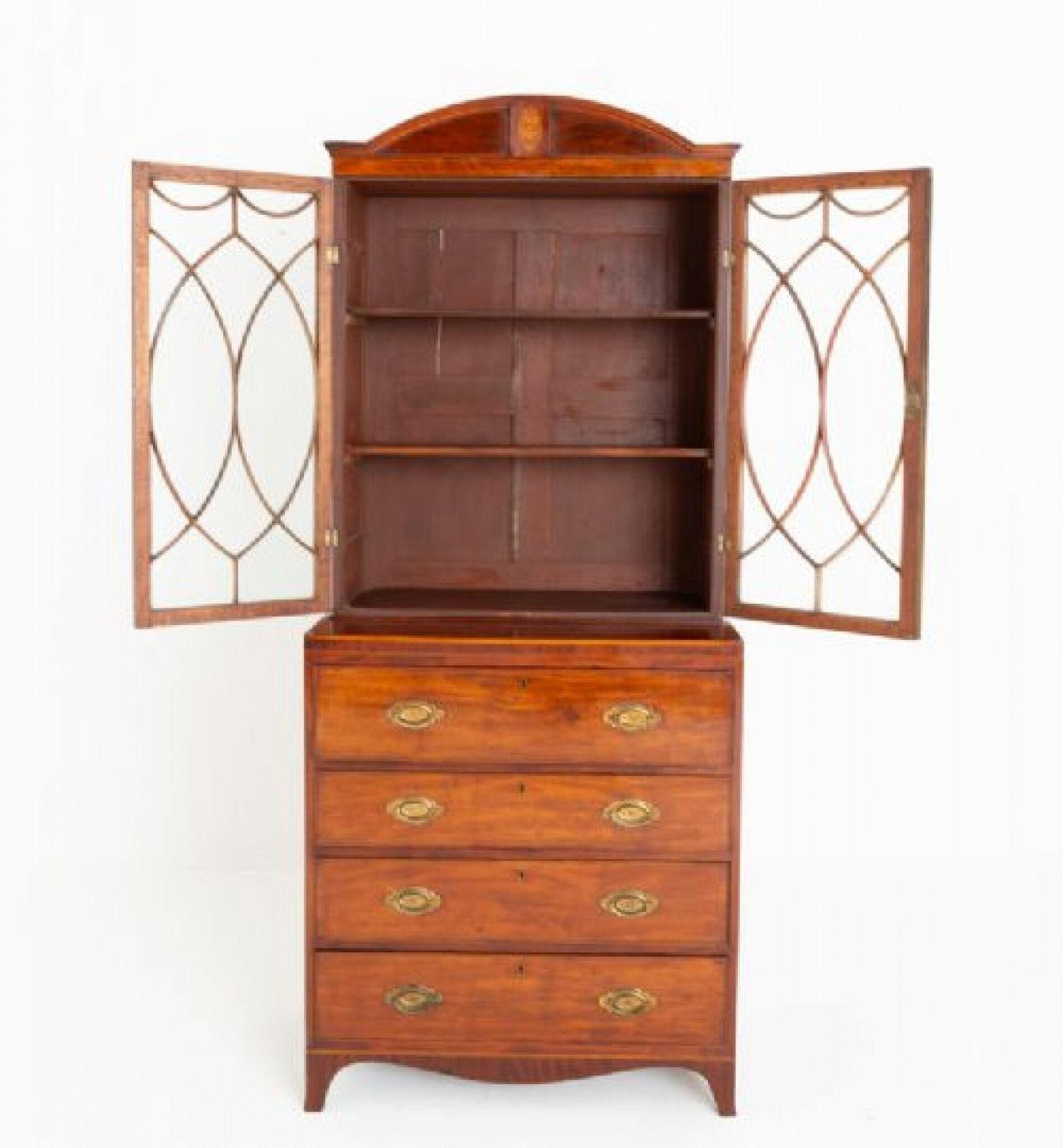 Period Regency Secretaire Bookcase Mahogany photo vintage