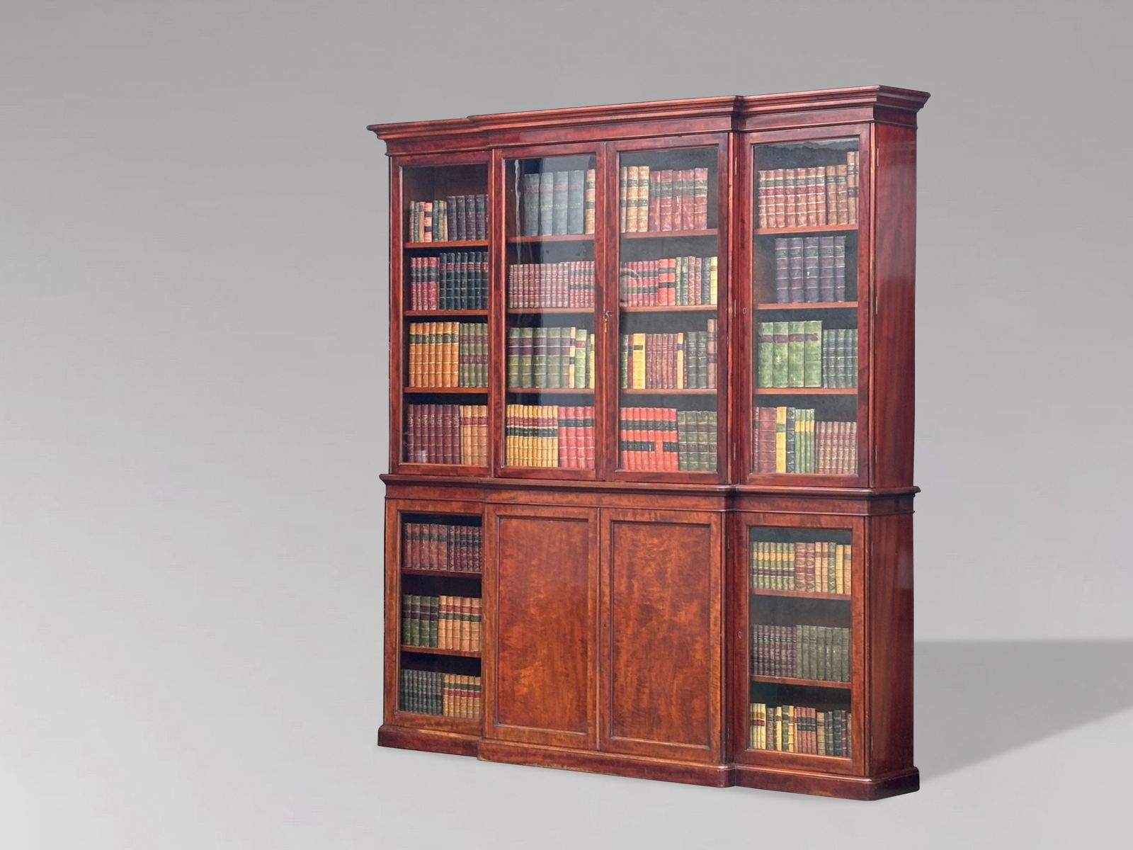 Quality 19th Century Mahogany 4 Door Breakfront Library Bookcase photo furniture