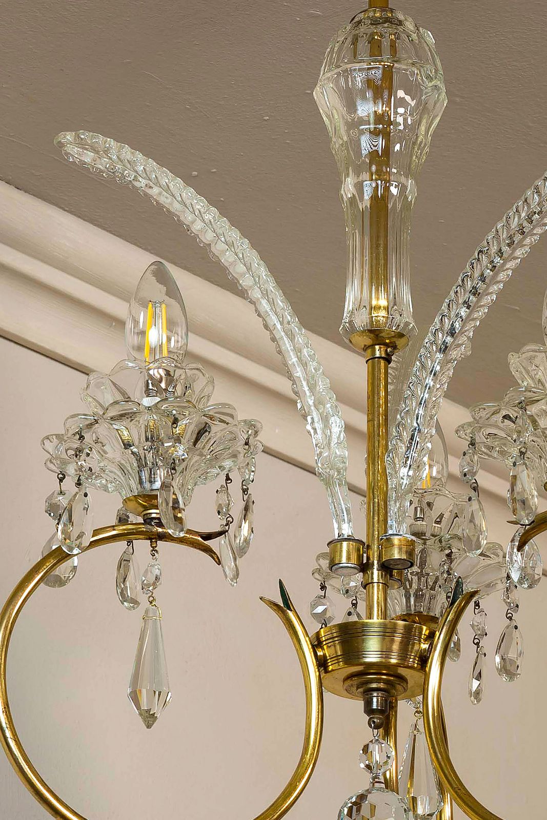 photo furniture Mid Century 3 Light Murano Glass Chandelier   Vintage 1950s Elegance