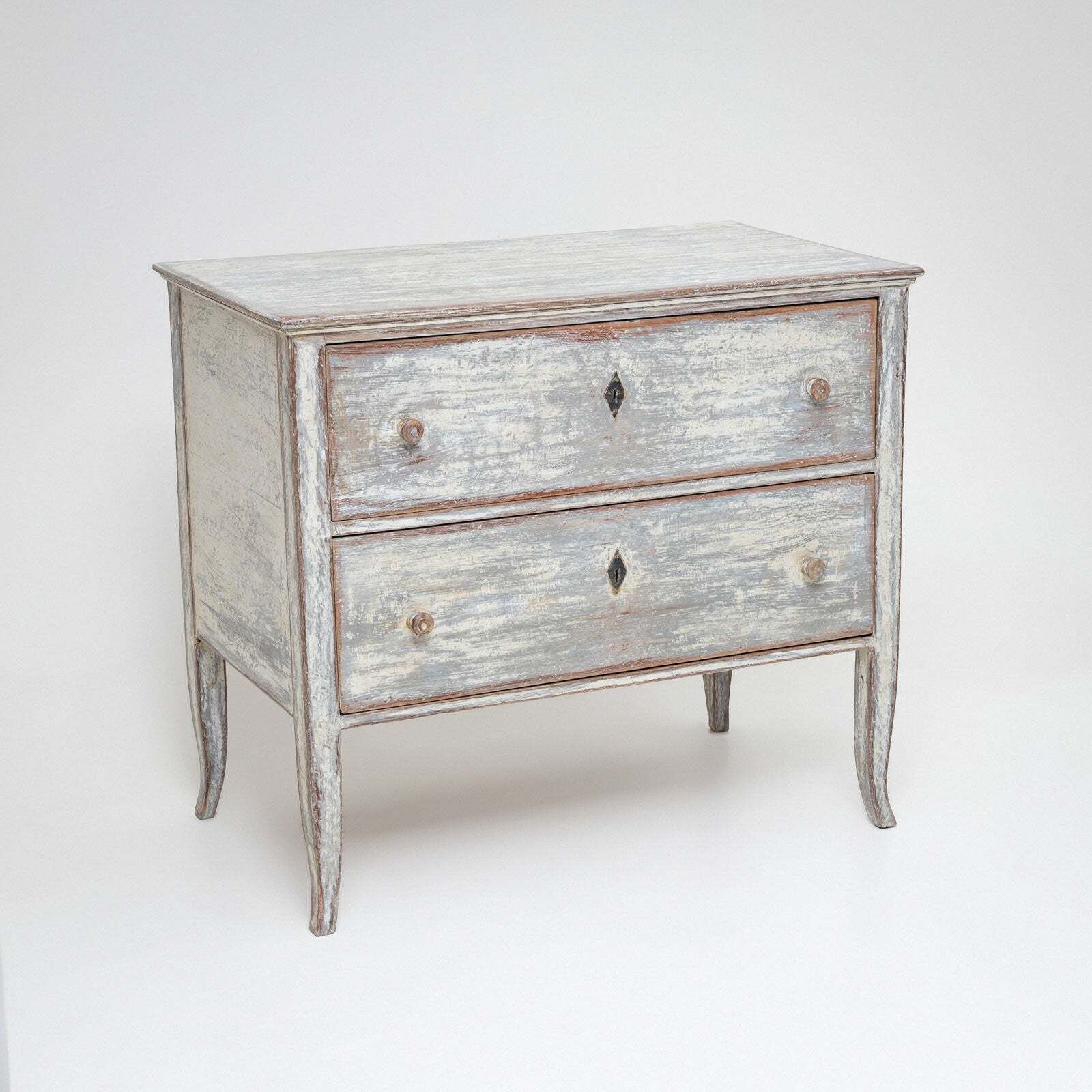 Small Grey Biedermeier Chest Of Drawers, 19th Century