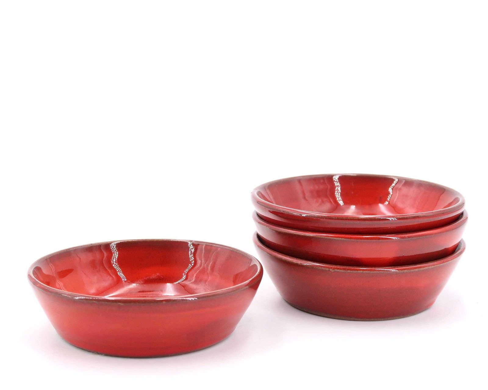 Set Van 4 Franse Rode Keramische Dessertschalen Uit Vallauris, Jaren 1970 / Vintage, Schaal, Charles Voltz photo furniture