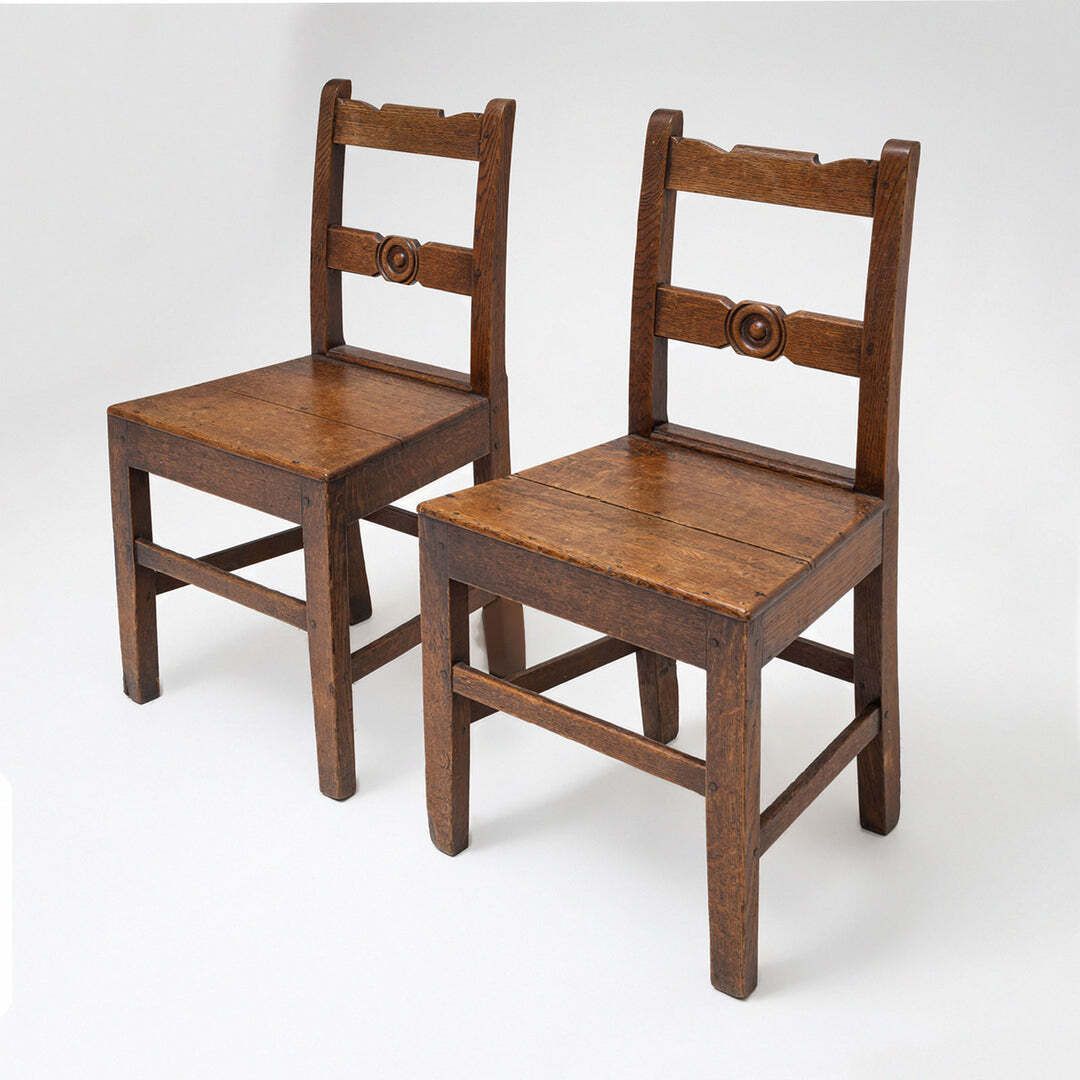 Pair Of Georgian Side Chairs In Oak, Late 18th Century photo for sale