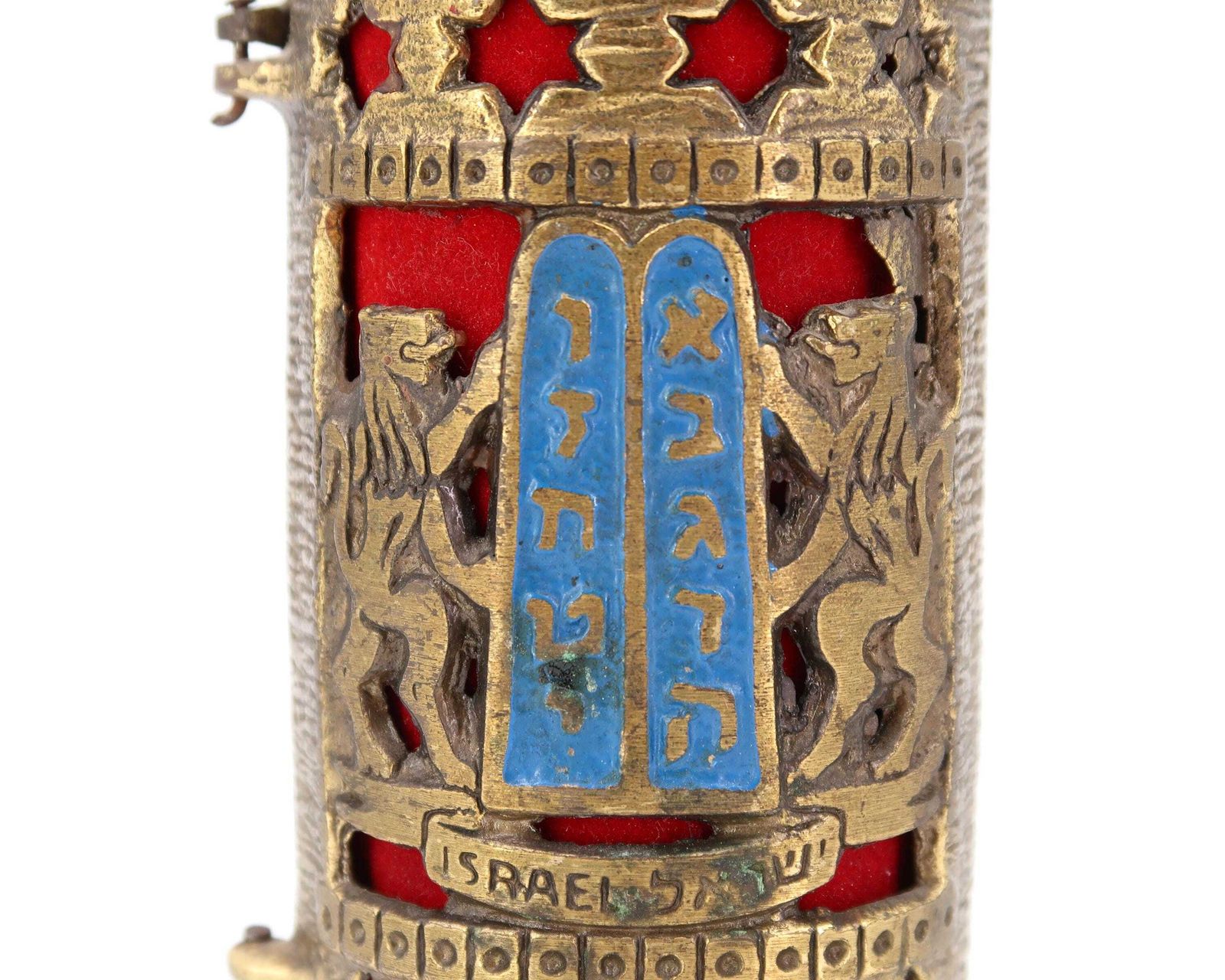Sefer Torah In Enameled Brass Stand, Judaica 1960s / Jerusalem, Judaic, Jewish photo 201.0