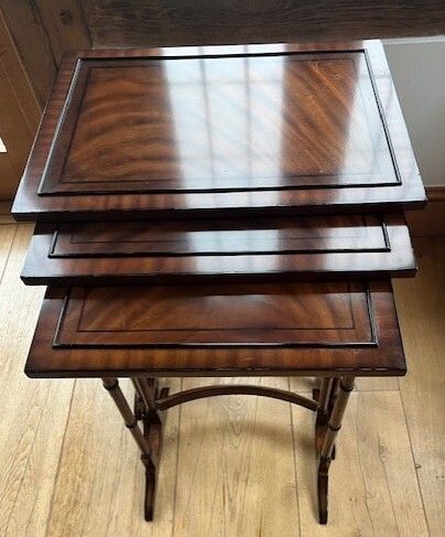 Antique Style Nest Of 3 Tables In Mahogany photo for sale