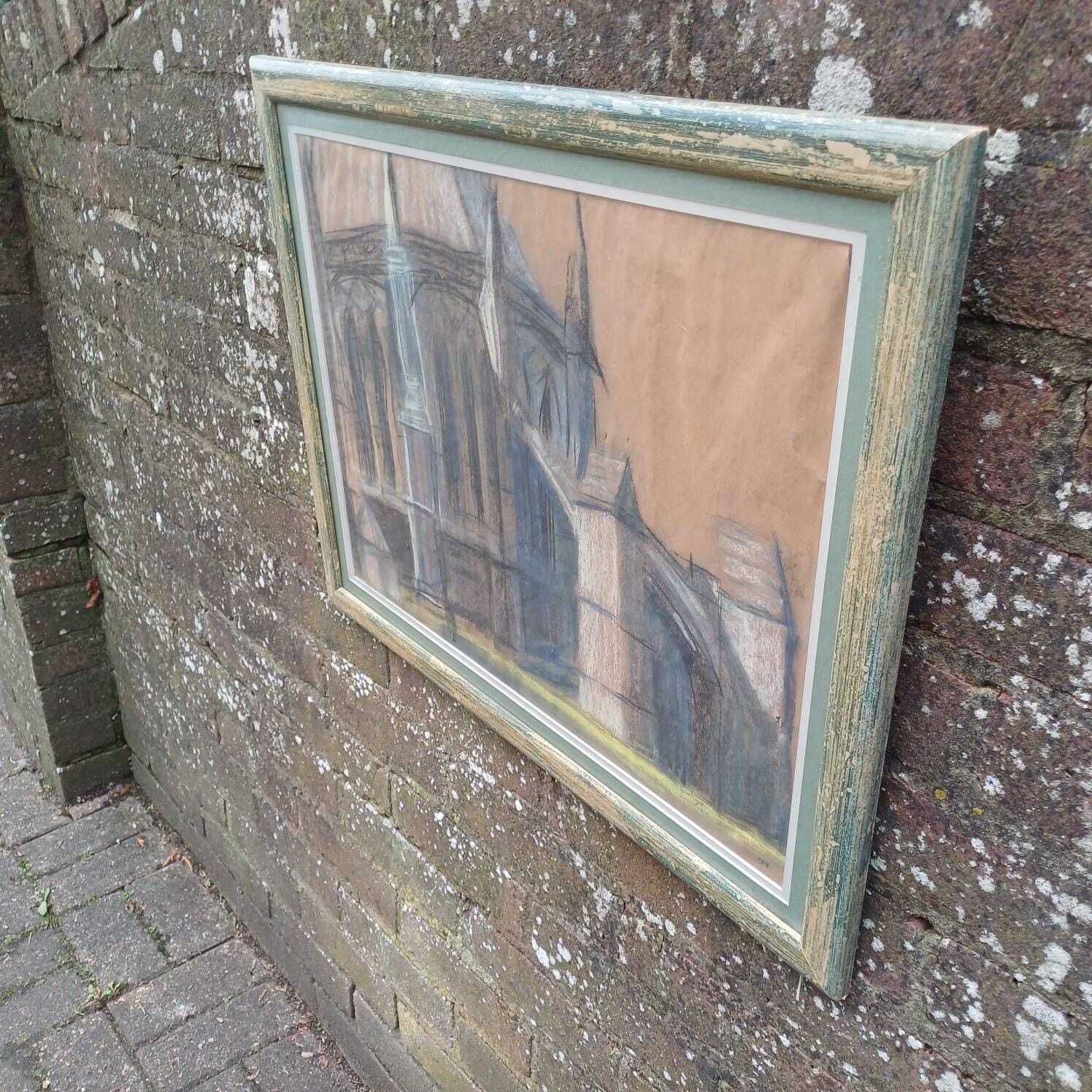 Vintge Original Cathedral Pastel By Shirley Rothera (1936 2017)   British Contemporary Artist photo buy