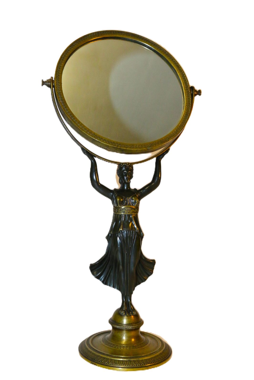 A 200 Years Old French Bronze Empire Period Adjustable Pedestal Mirror, Circa 1820 photo furniture