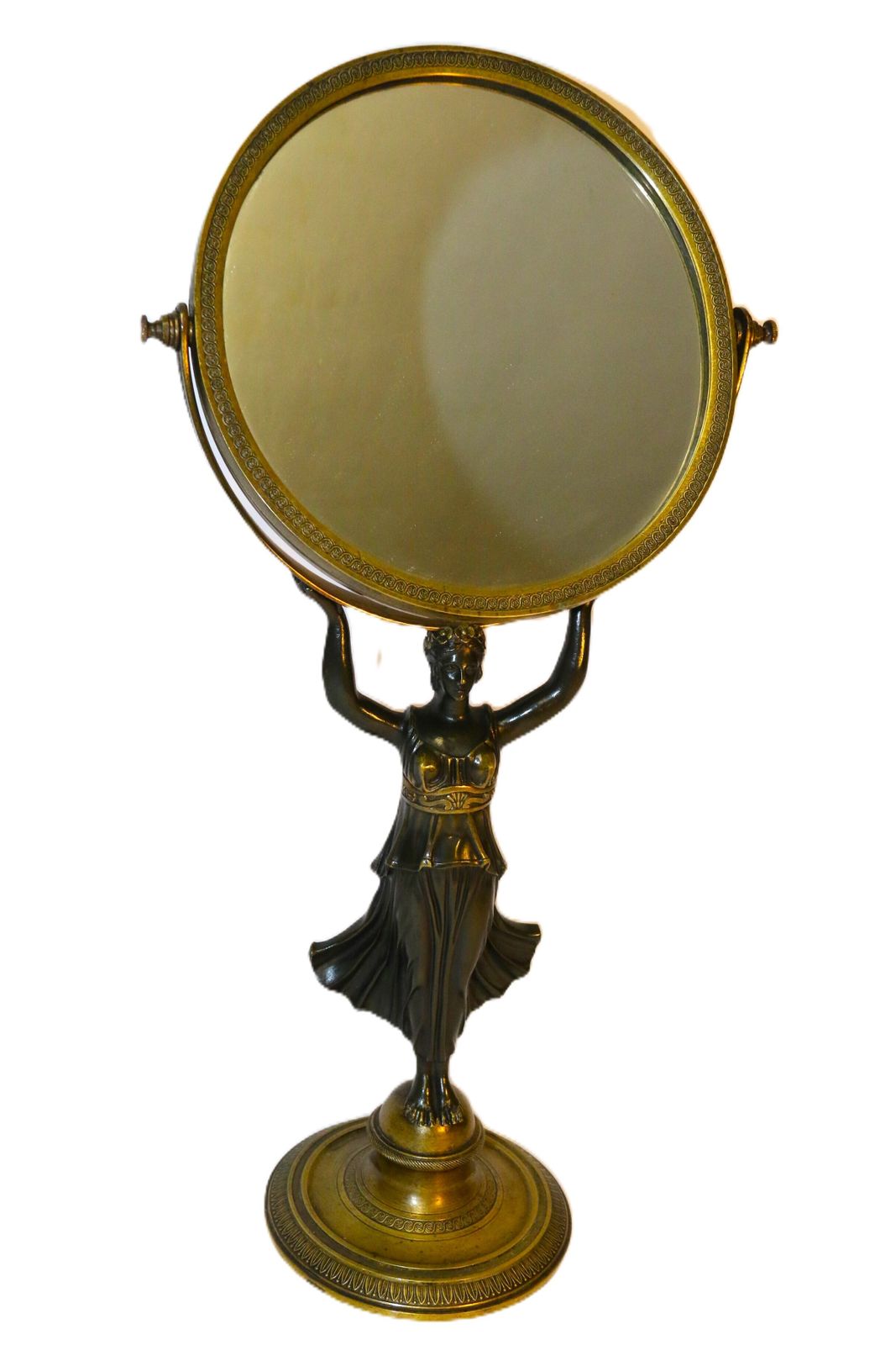 A 200 Years Old French Bronze Empire Period Adjustable Pedestal Mirror, Circa 1820 photo 1075.0