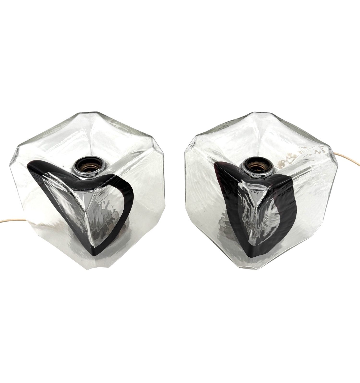 photo buy Fratelli Toso, Pair Of Murano Blown Glass Lamps, F.Lli Toso, Murano Italy 1970s