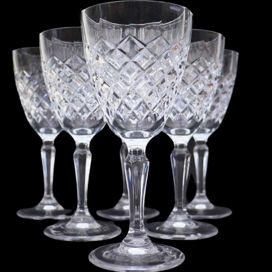 Vintage Set Of 6 Crystal D'arques Durand Dauphine Pattern Wine Glasses H 6.2 photo 50.0