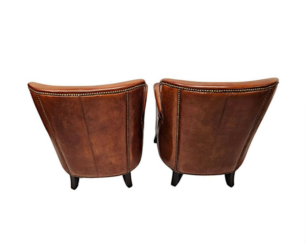 A Stunning Pair Of Small Leather Club Armchairs In The Art Deco Style photo buy