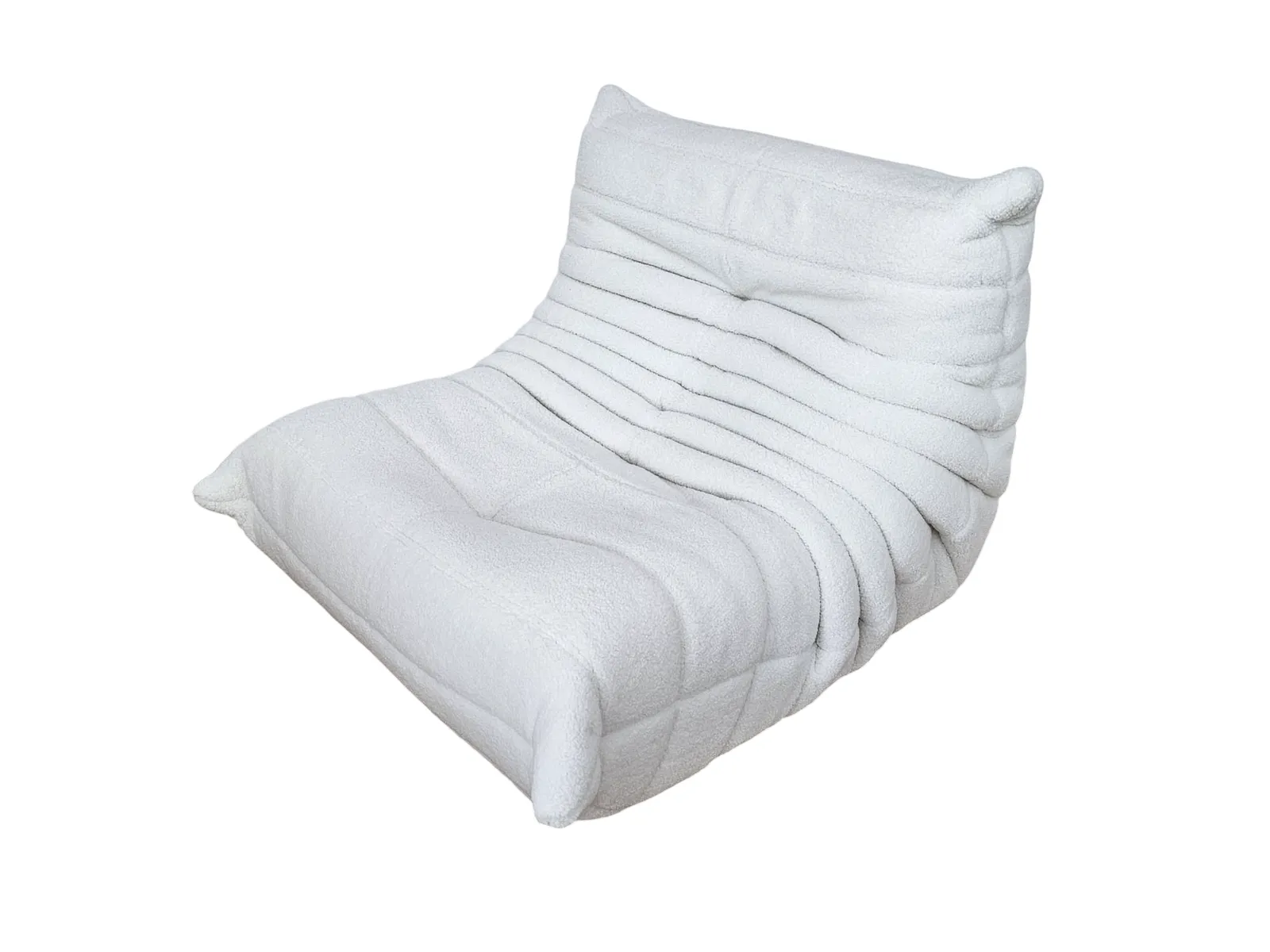 Restored Michel Ducaroy Togo Fireside Single Seater Sofa, White Boucle Upholstery photo furniture