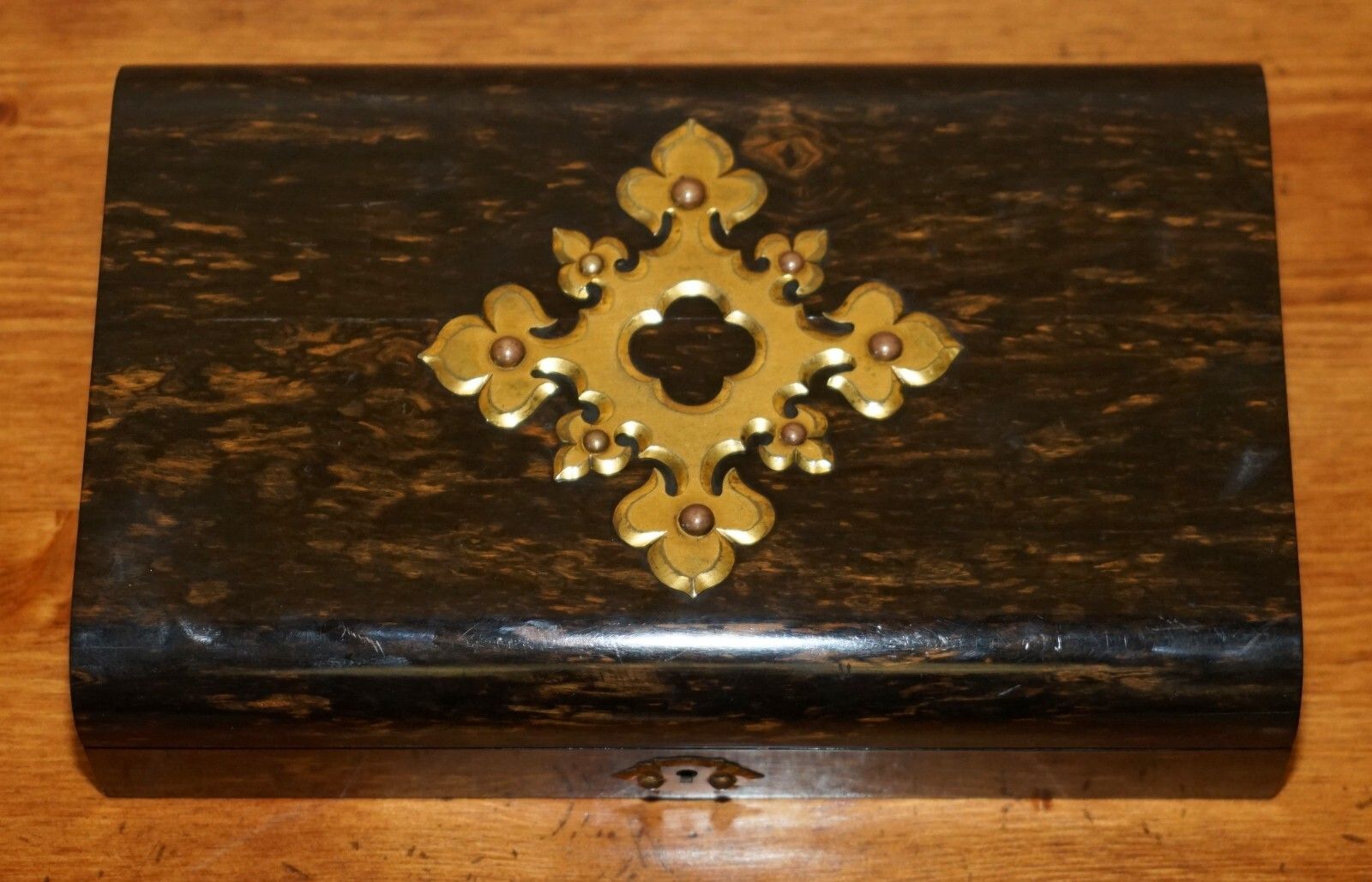 Exquisite Edward & Jones Coromandel Wood Cribbage Set De Larue & Co Cards photo for sale