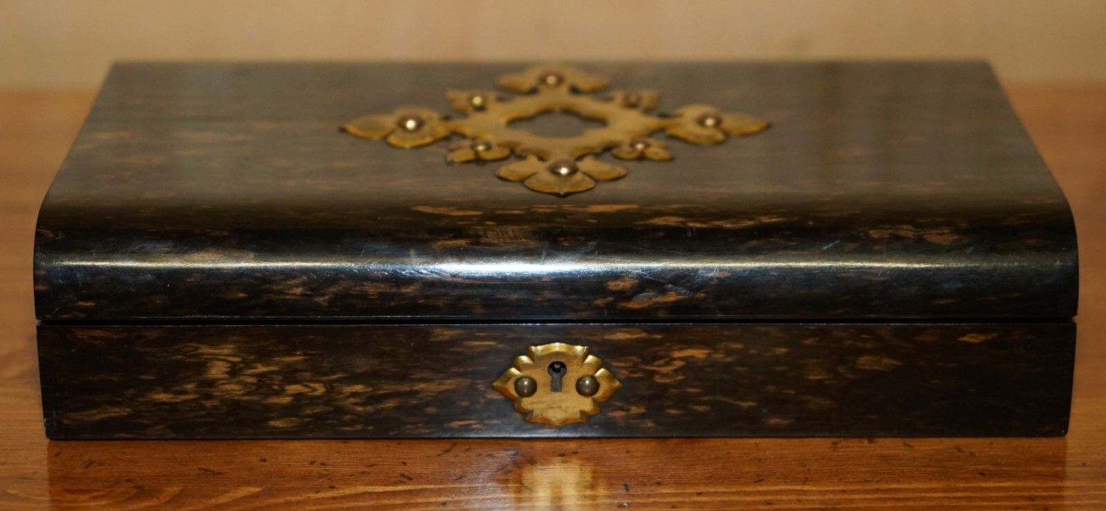 Exquisite Edward & Jones Coromandel Wood Cribbage Set De Larue & Co Cards photo vinterior