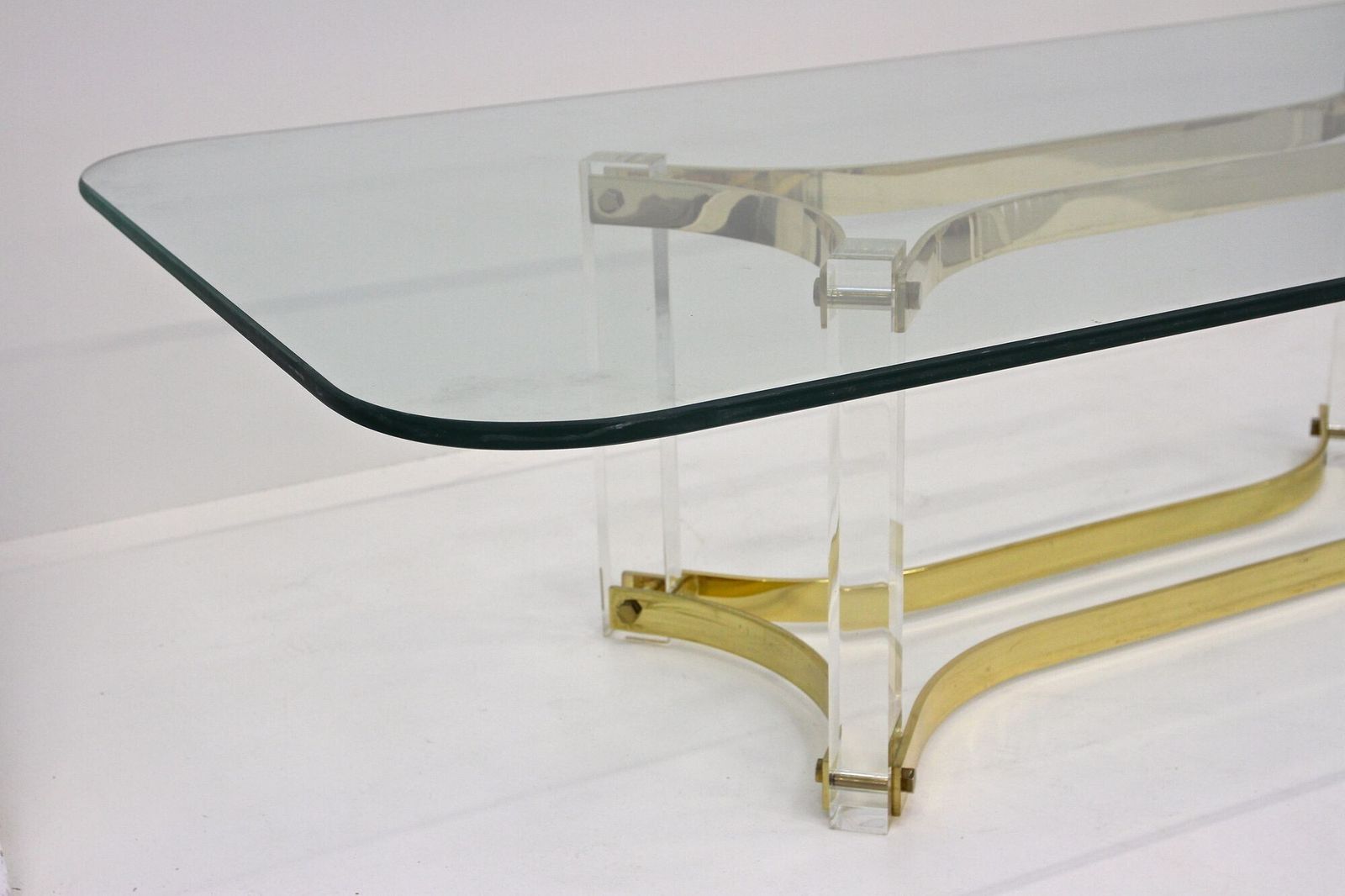 Mid Century Lucite/ Brass Coffee Table By A. Albrizzi, Gilt Brass, It Ca. 1970 photo furniture