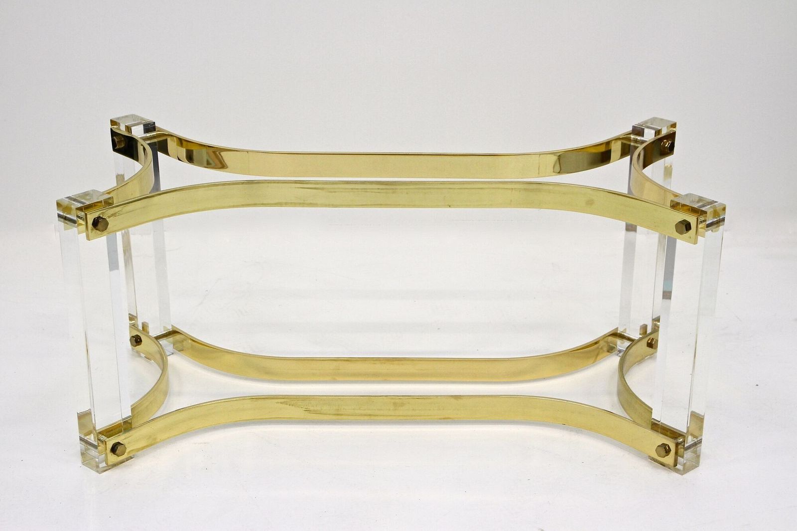 Mid Century Lucite/ Brass Coffee Table By A. Albrizzi, Gilt Brass, It Ca. 1970 photo vintage