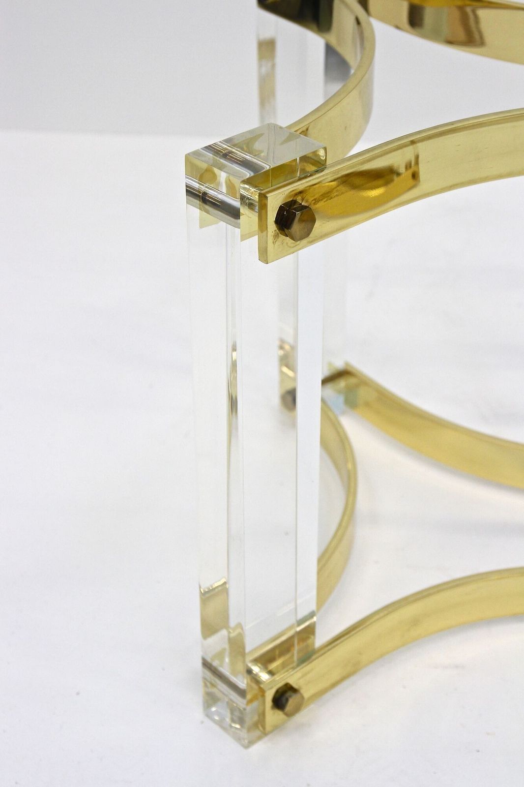 photo for sale Mid Century Lucite/ Brass Coffee Table By A. Albrizzi, Gilt Brass, It Ca. 1970