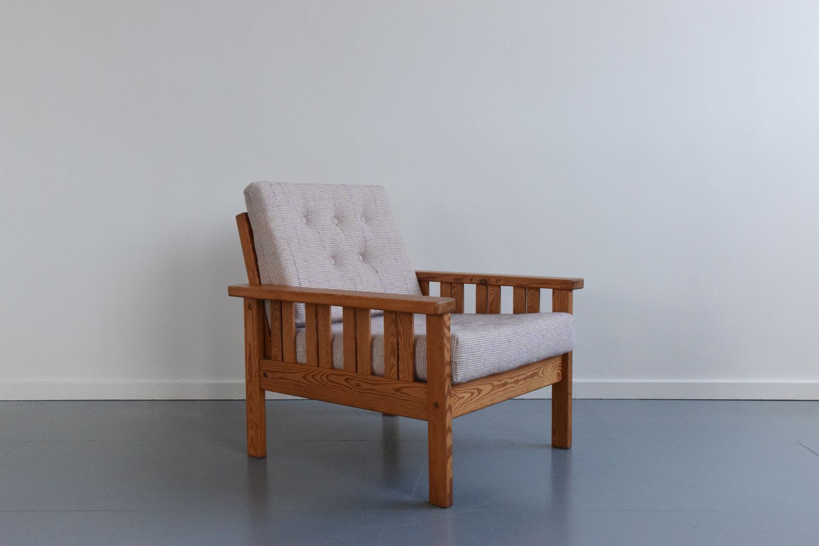 Vintage 1980s Ikea Arboga Pine Arm Chair With Upholstered Seats photo buy