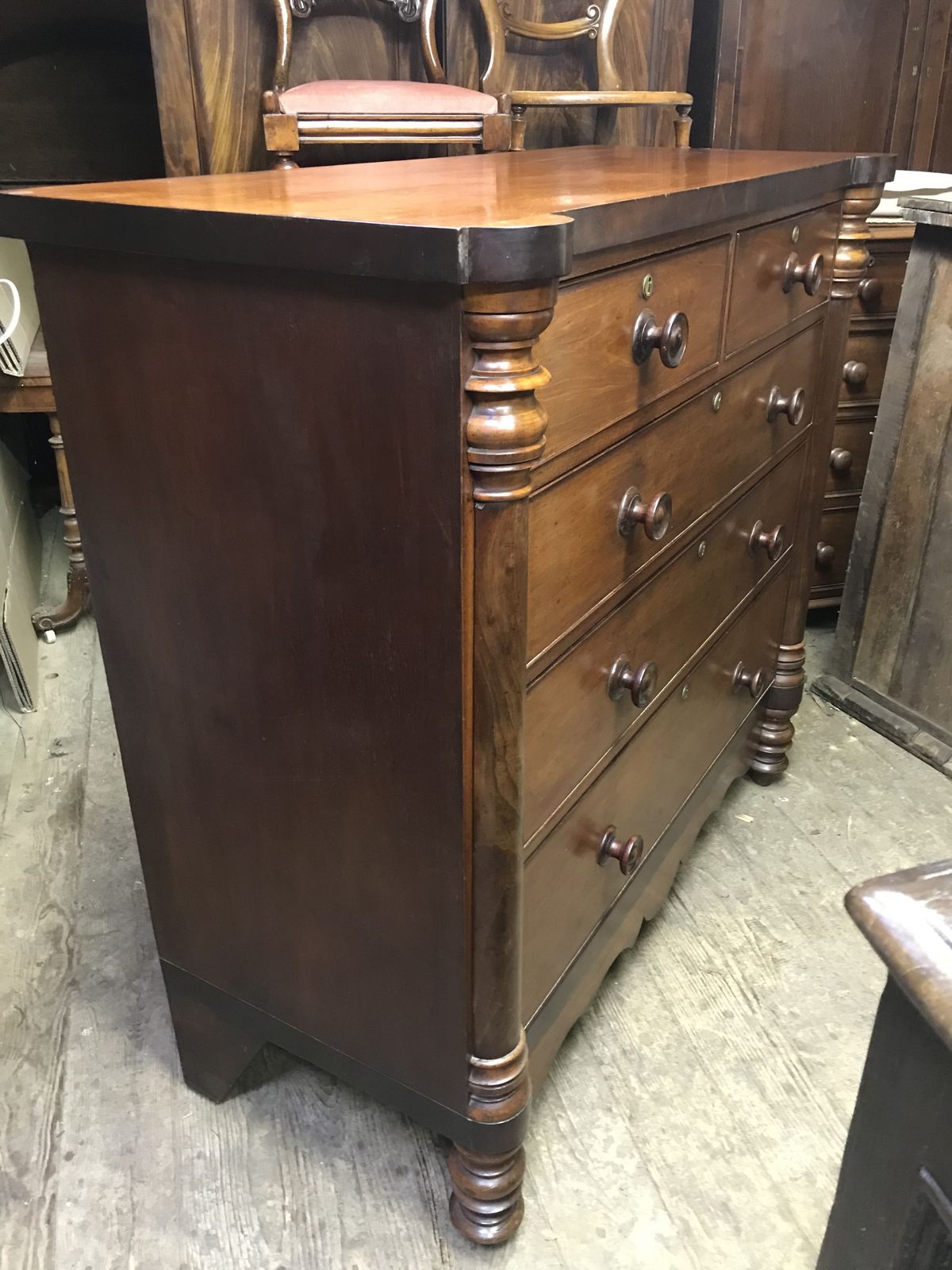 Large Victorian Mahogany Chest Of Drawers . photo for sale