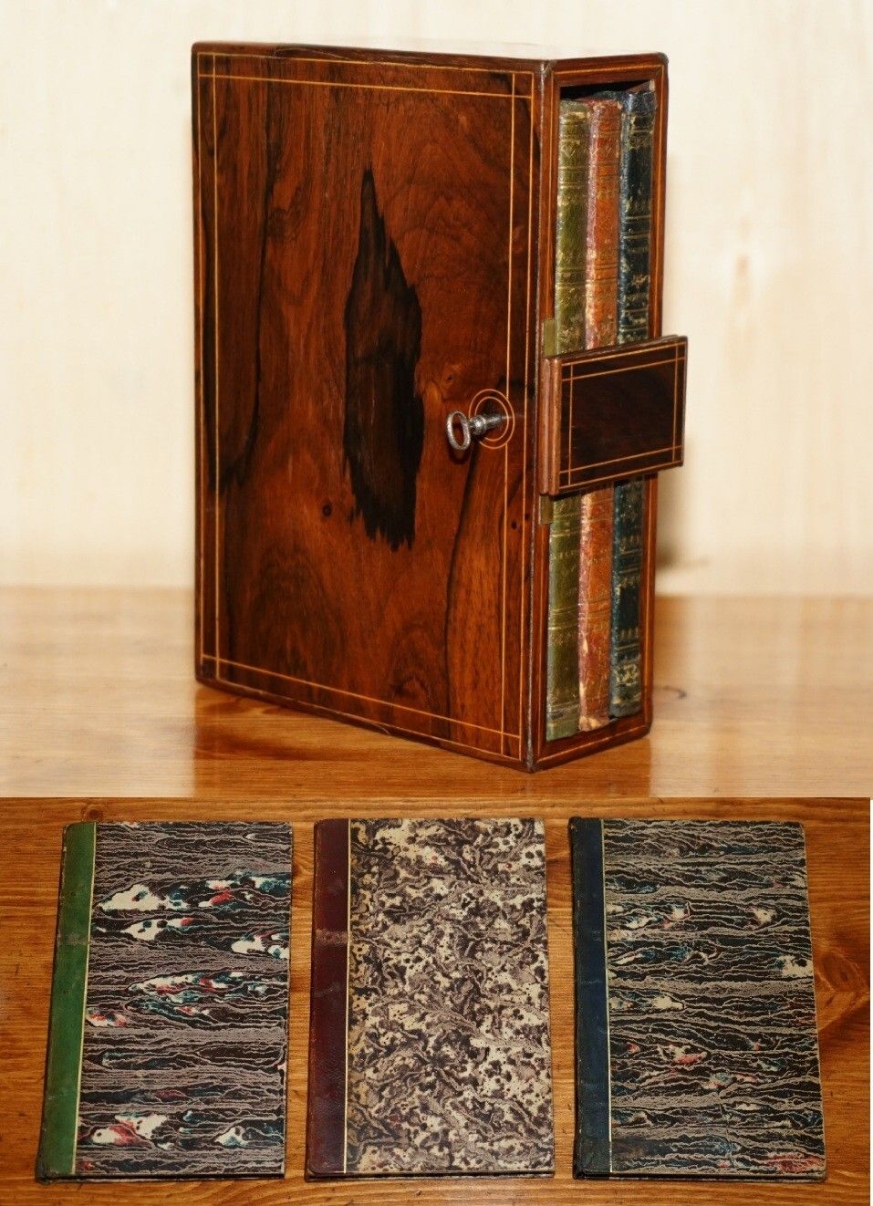 Antique Regency Circa 1810 Rosewood Never Used Notepad Safe With Original Books