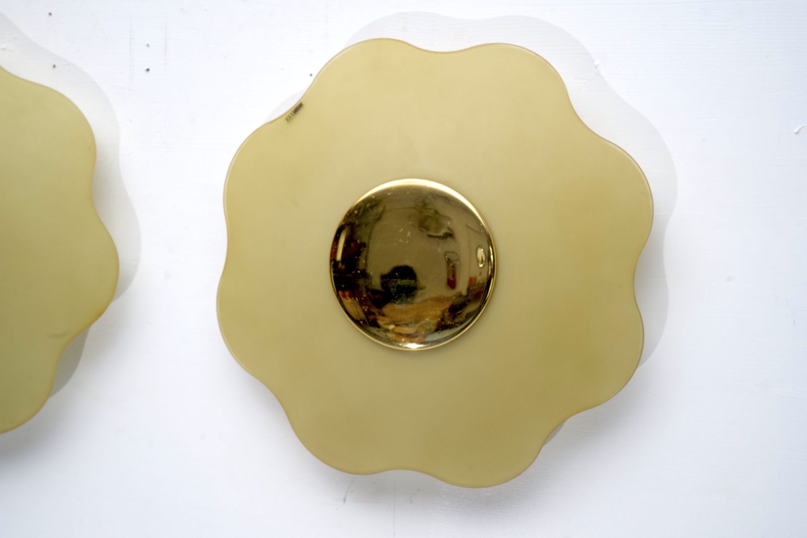 Set Of Three Wall Lamps By Fabbian In Murano Glass And Brass. Italy 1970s photo vintage