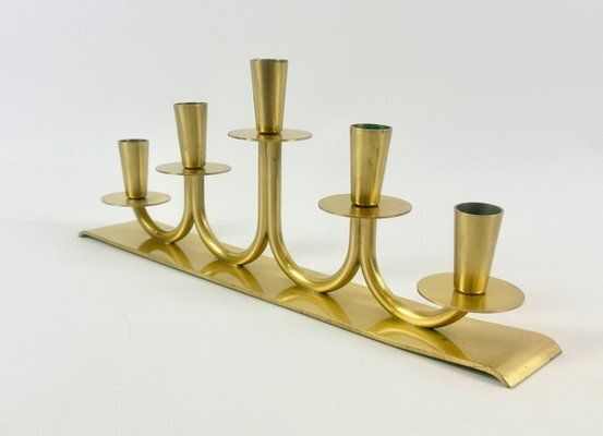 Swedish Brass Candleholder By Walter Andersson For Ystad Metall, 1950s photo Home Decor