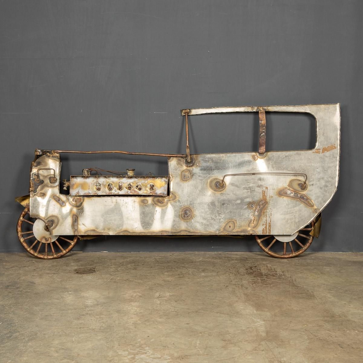 20th Century Italian Mix Metal Wall Art Car, C.1970 photo furniture