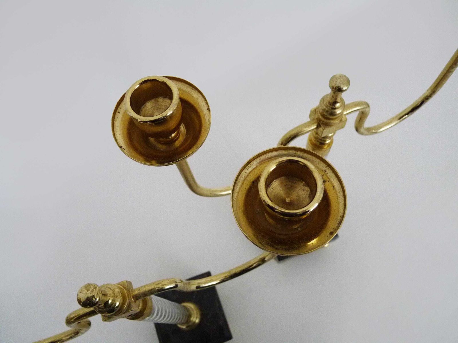photo for sale Pair Of Large Candlesticks, Restoration Style In Brass, Black Marble, Glass. 19th Century