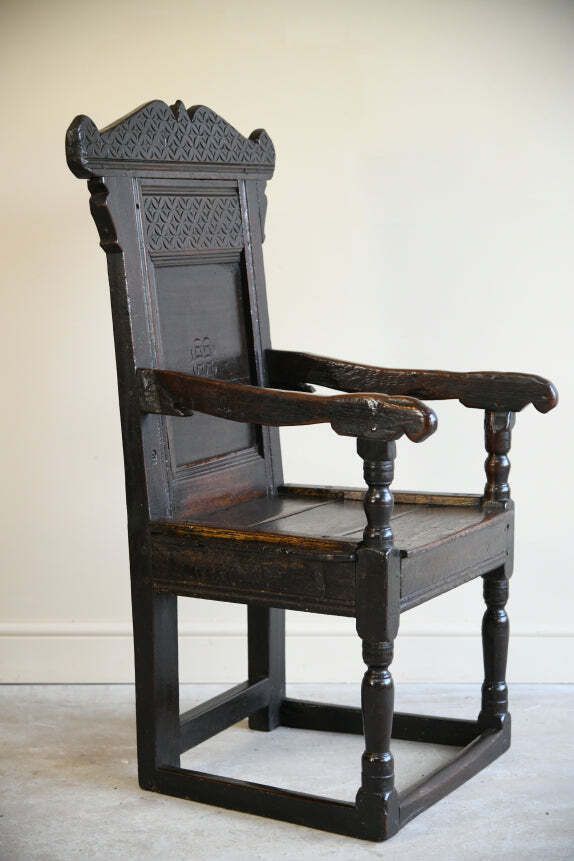photo for sale Antique Oak Wainscot Chair, 18th Century And Earlier