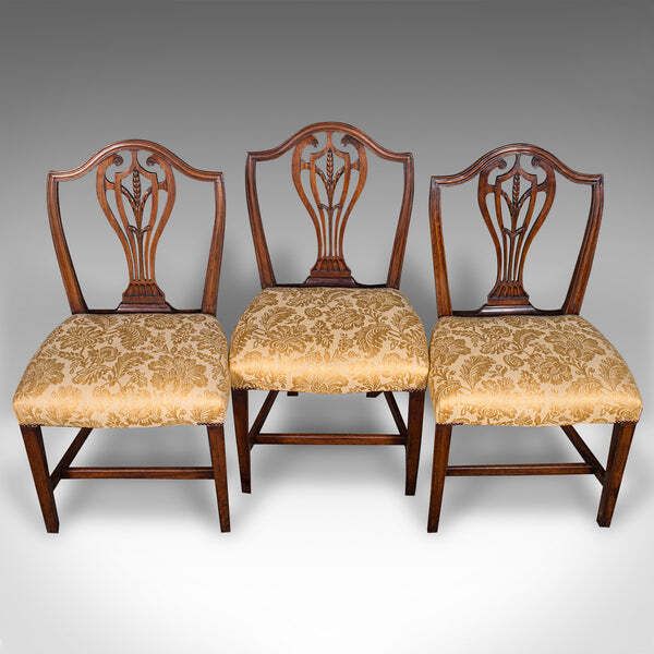 Set Of 6 Antique Hepplewhite Revival Dining Chairs, English, Seat, Victorian photo vinterior